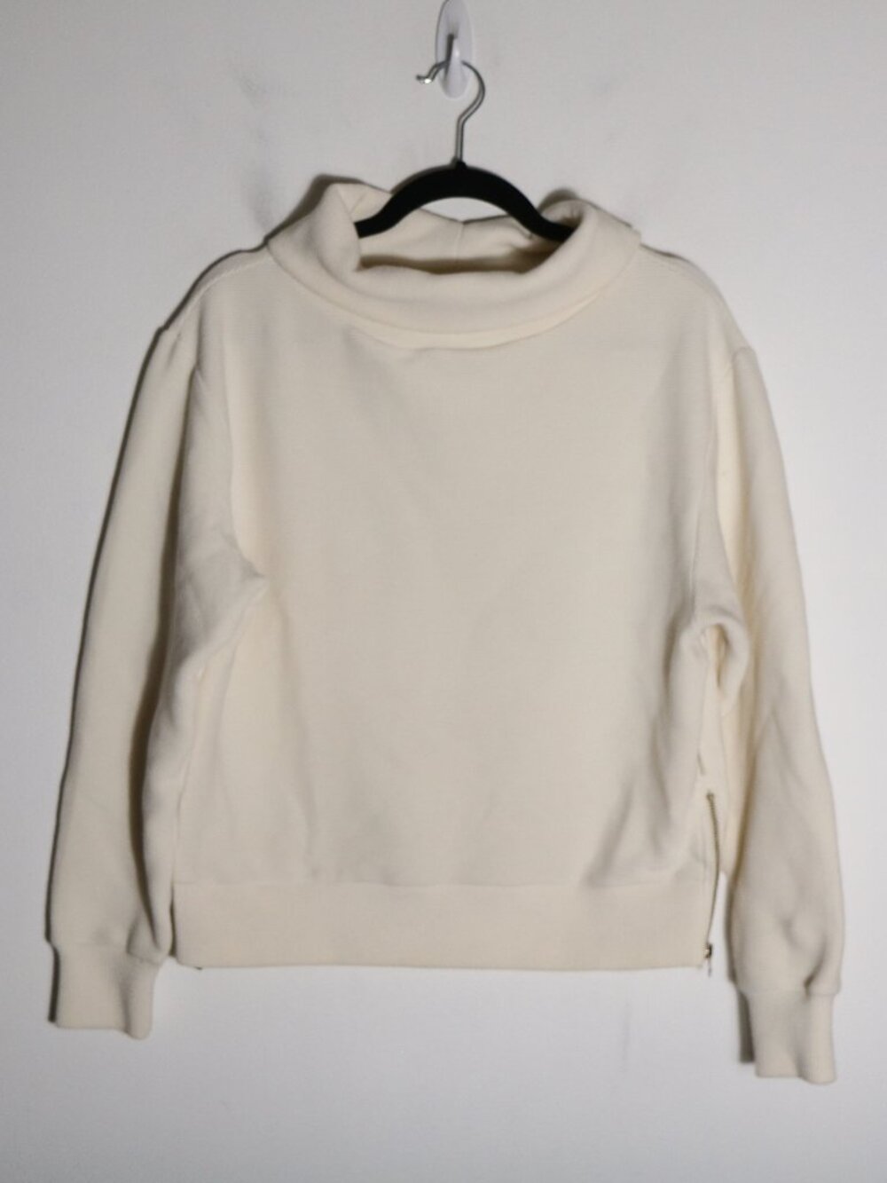 Varley Milton Sweater Womens XS White‎ Ribbed Turtleneck Cowl Size Zip Knit